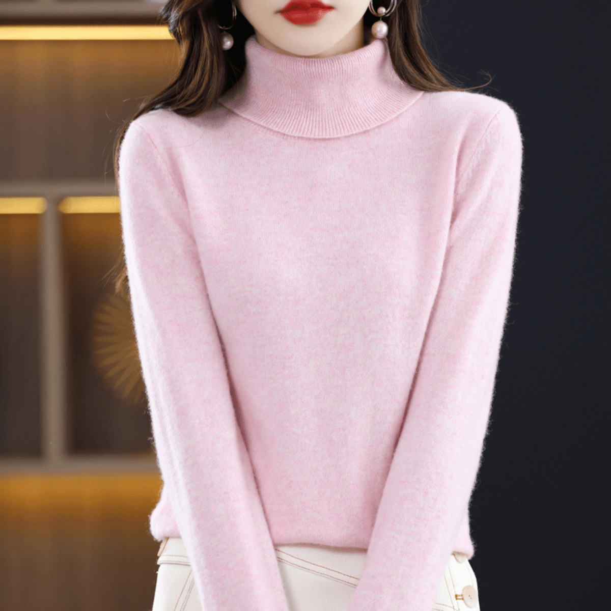 Harriet - Women's Classic Warm Knit Sweater with Turtleneck