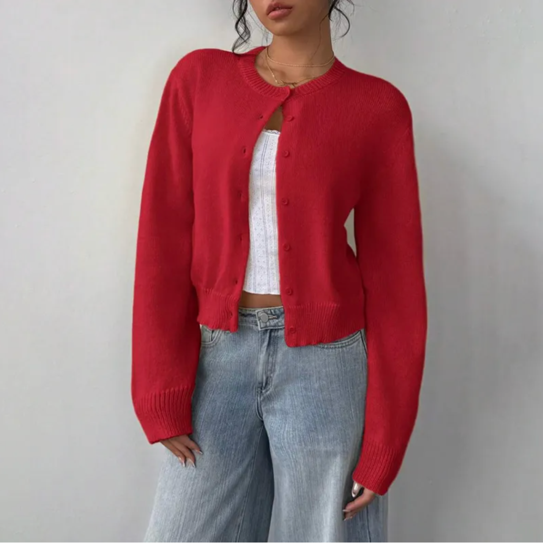 Isabella - Women's Spring Cardigan with Collar and Buttons