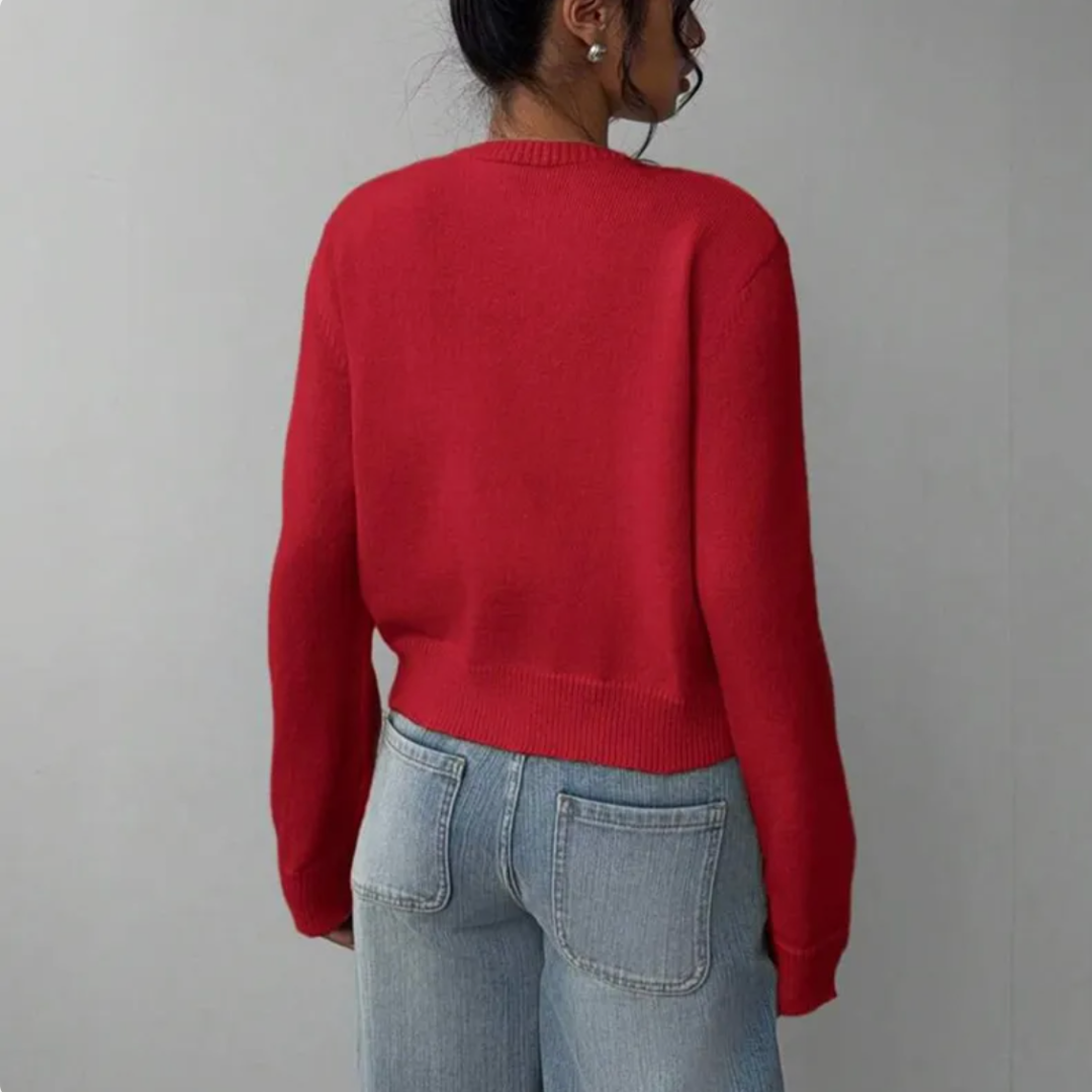 Isabella - Women's Spring Cardigan with Collar and Buttons