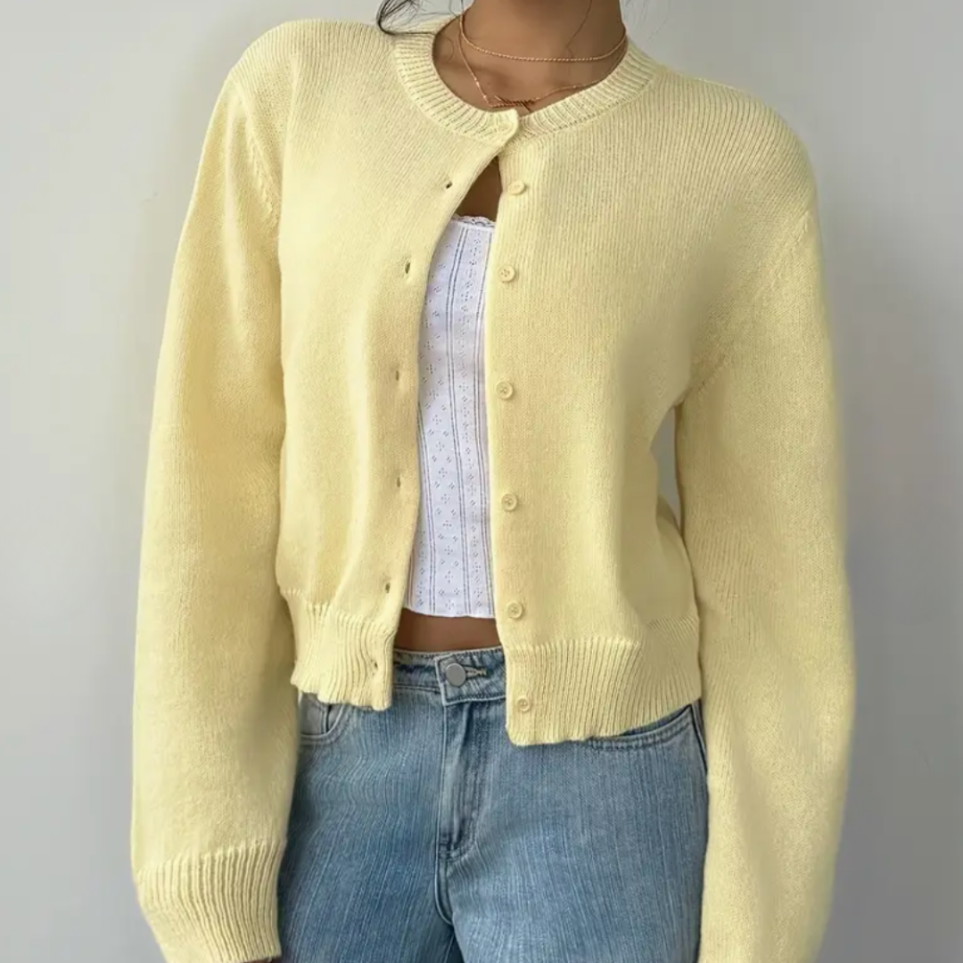 Isabella - Women's Spring Cardigan with Collar and Buttons