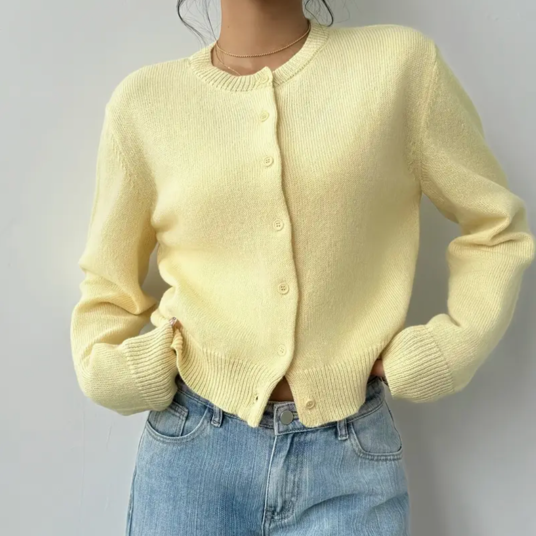 Isabella - Women's Spring Cardigan with Collar and Buttons