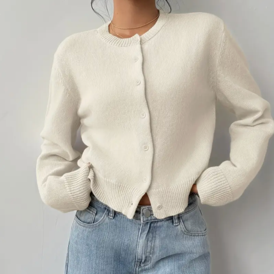 Isabella - Women's Spring Cardigan with Collar and Buttons