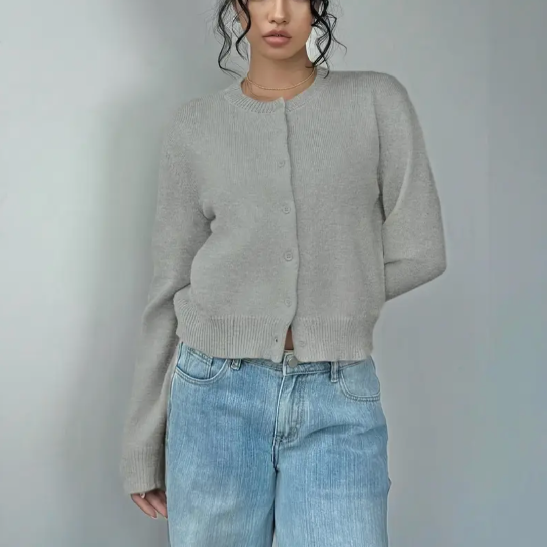 Isabella - Women's Spring Cardigan with Collar and Buttons
