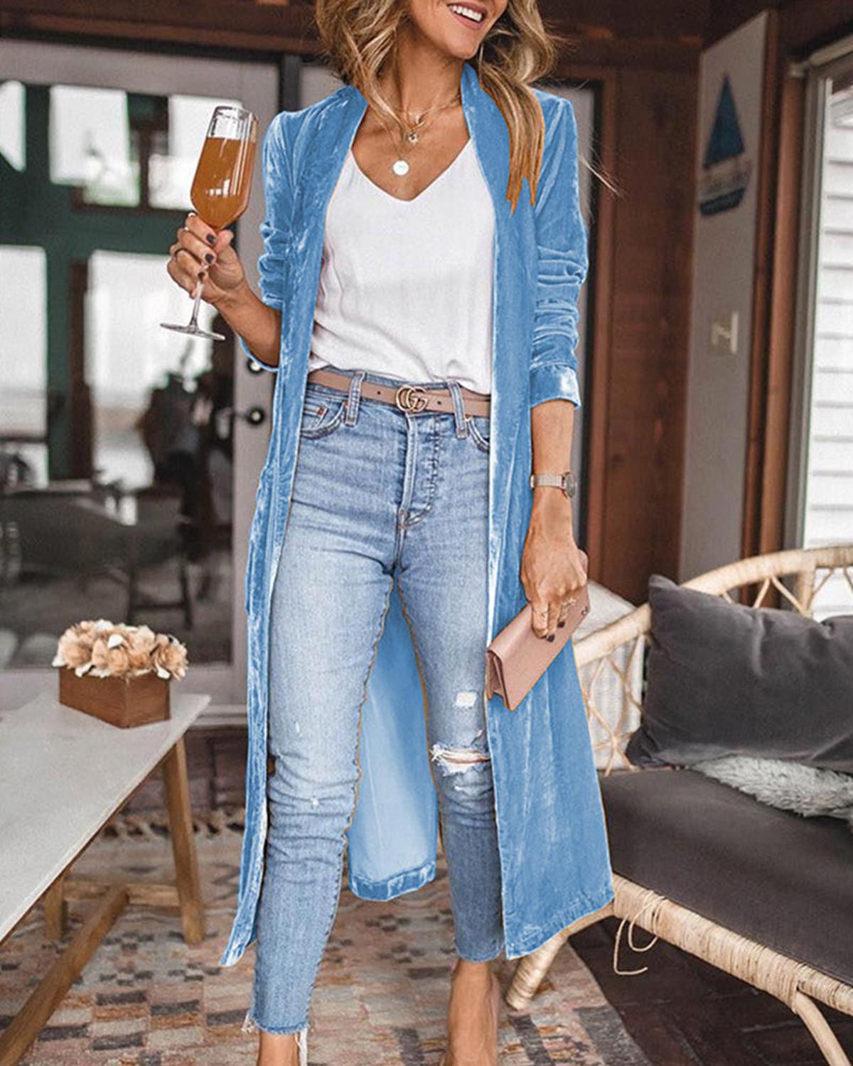 Lottie - Women's Long Sleeve Cardigan with offenem Front