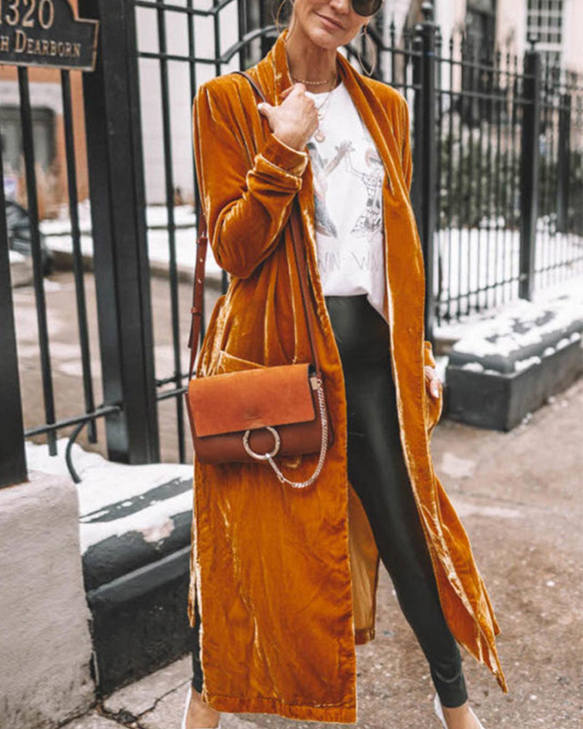 Lottie - Women's Long Sleeve Cardigan with offenem Front