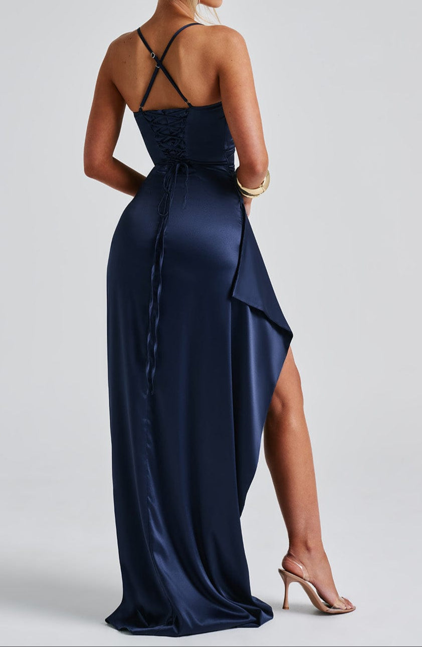 Sharon - Women's Strappy Dress with Slit Evening Maxi Dress