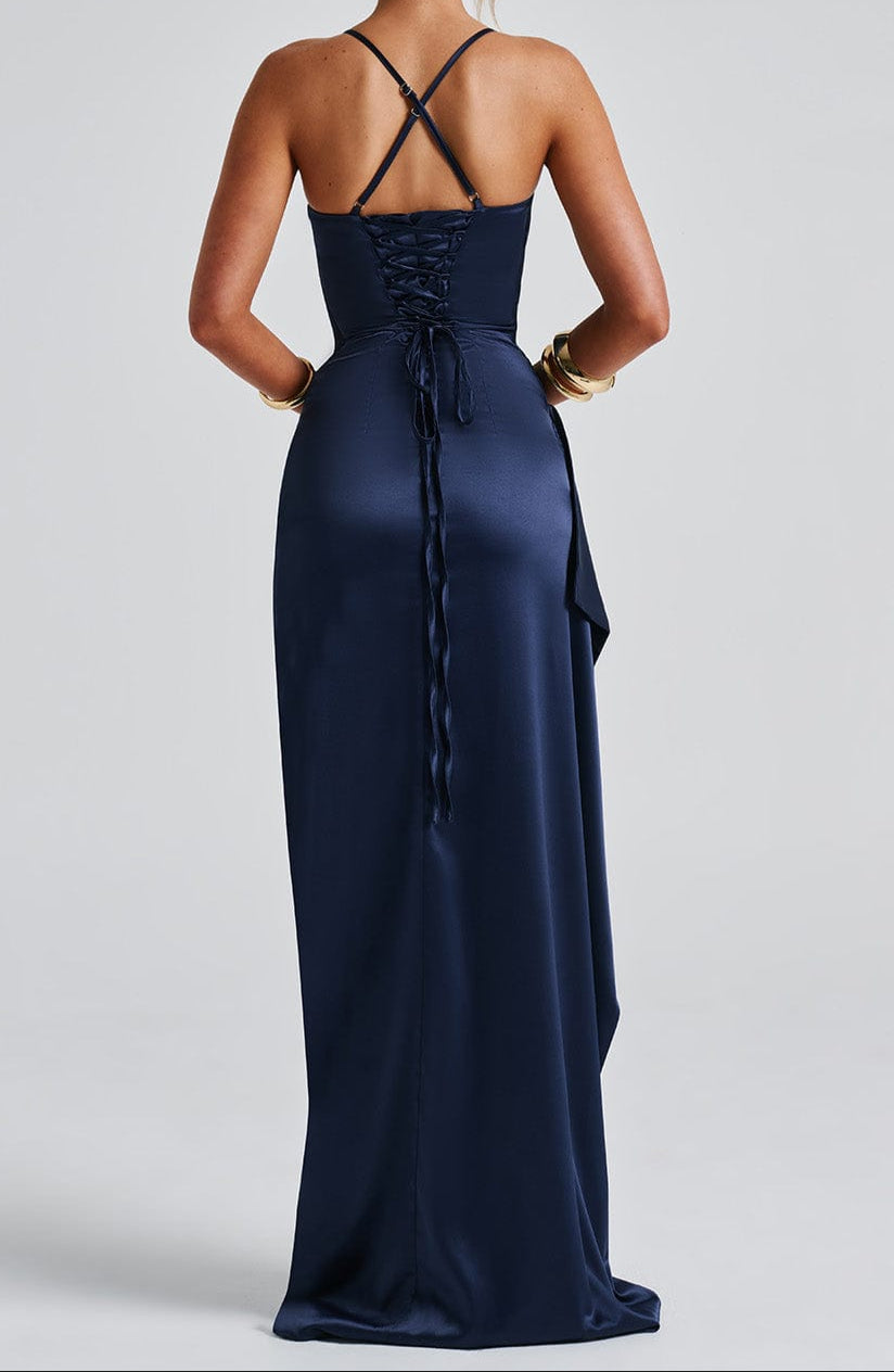 Sharon - Women's Strappy Dress with Slit Evening Maxi Dress