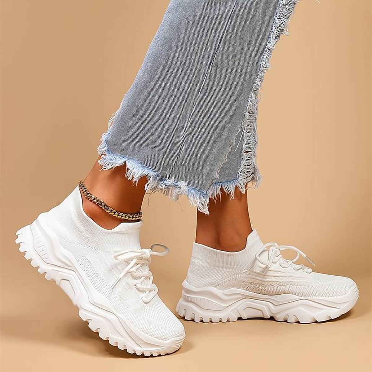 Chloe - Women's Knit Lace-Up Shoes for Casual and Walking