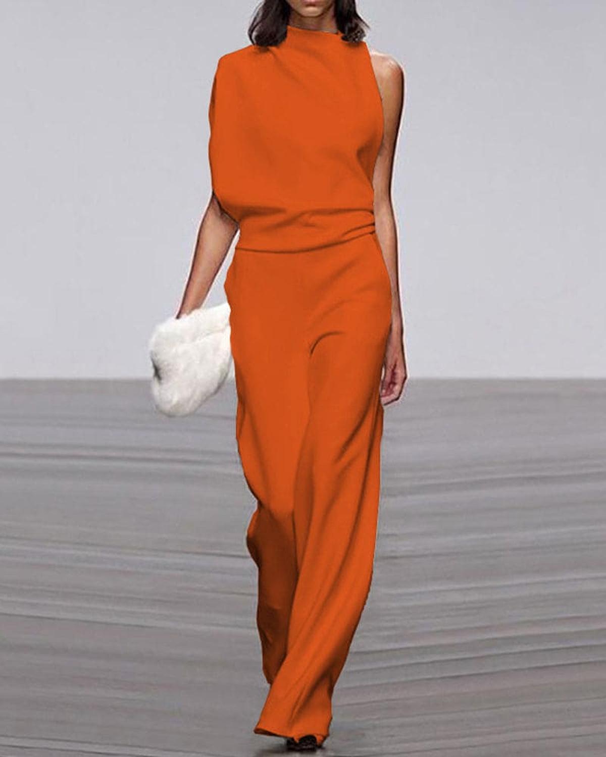 Jean - Women's a Schulter Jumpsuit with Weitem Bein