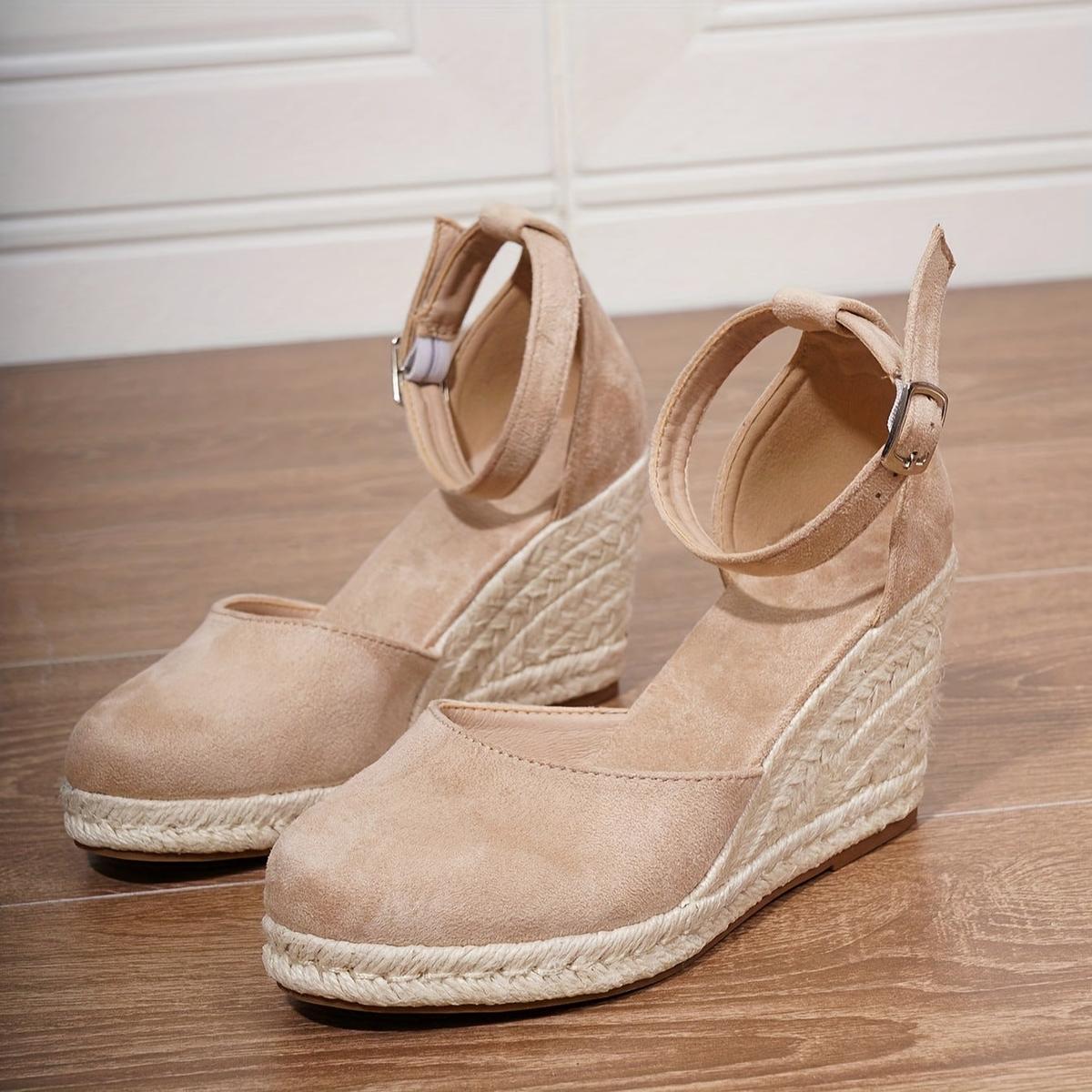 Lily - Women's Casual Wedge Sandals with Ankle Buckle