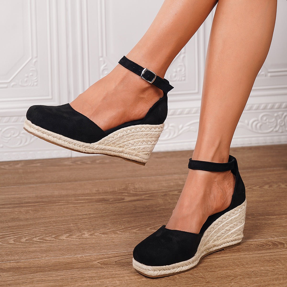 Lily - Women's Casual Wedge Sandals with Ankle Buckle