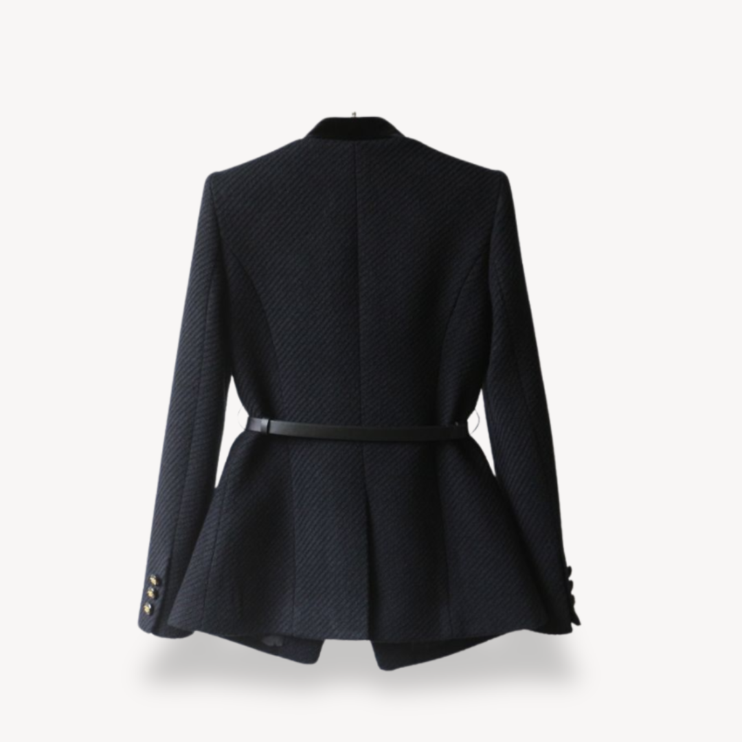 Tina - Women's Tailored Blazer with Belt and Button Closure