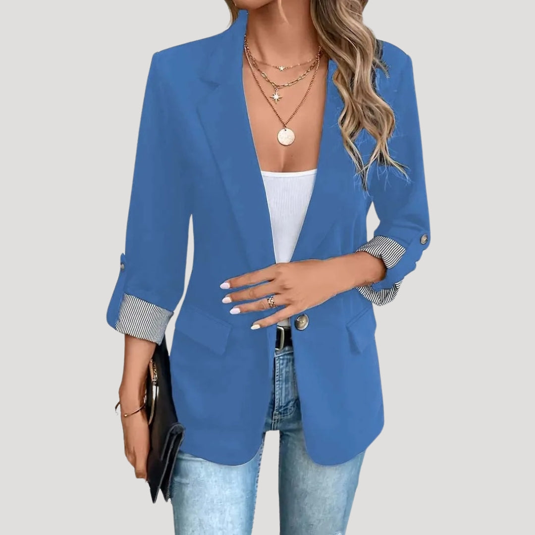 Vera - Women's Tailored Einreihiger Blazer with Hochgekrempelten Sleeves
