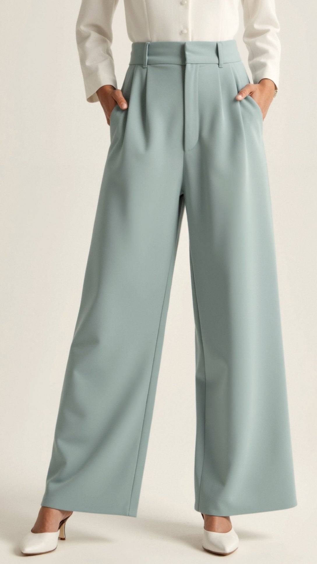 Freya - Women's Wide-Leg Trousers with High Waist