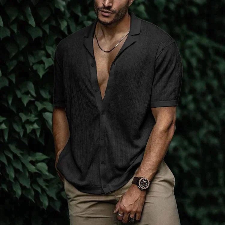 Connor - Men's Casual Short Sleeve Shirt with Button Placket