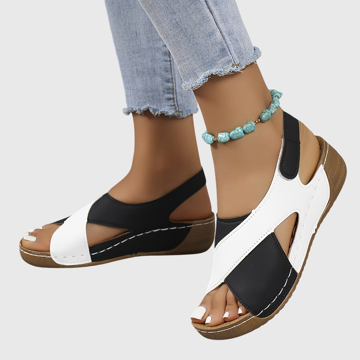 Millie - Women's Casual-Sandals in zweifarbigem Design with offenem Zehenbereich