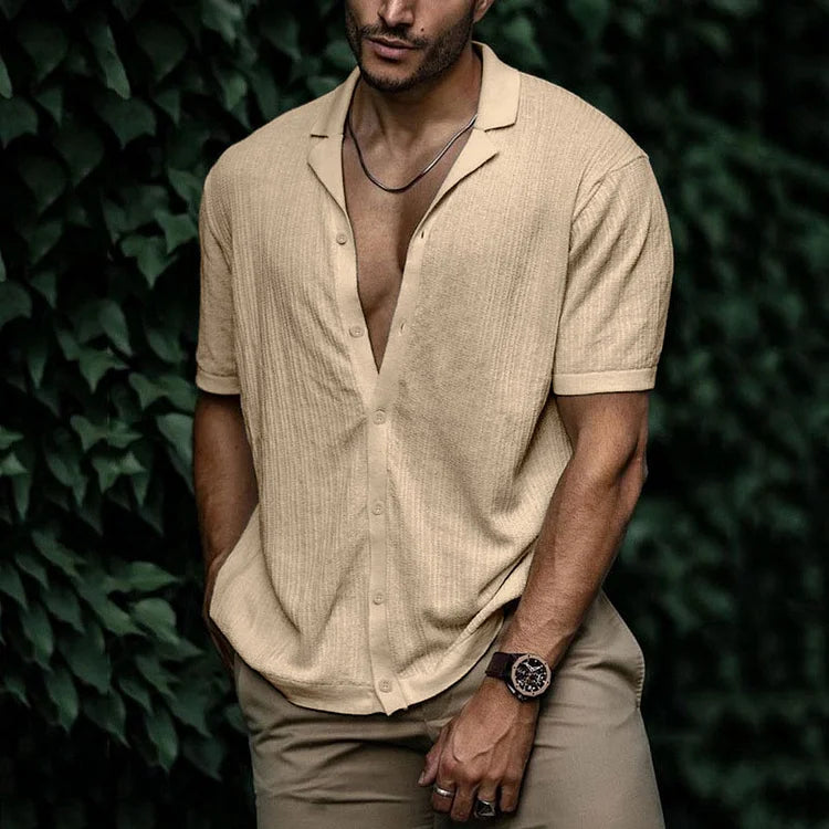 Connor - Men's Casual Short Sleeve Shirt with Button Placket