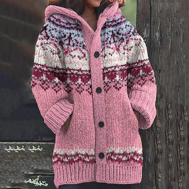 Ava - Fair Isle Kapuzenstrickjacke for Women's