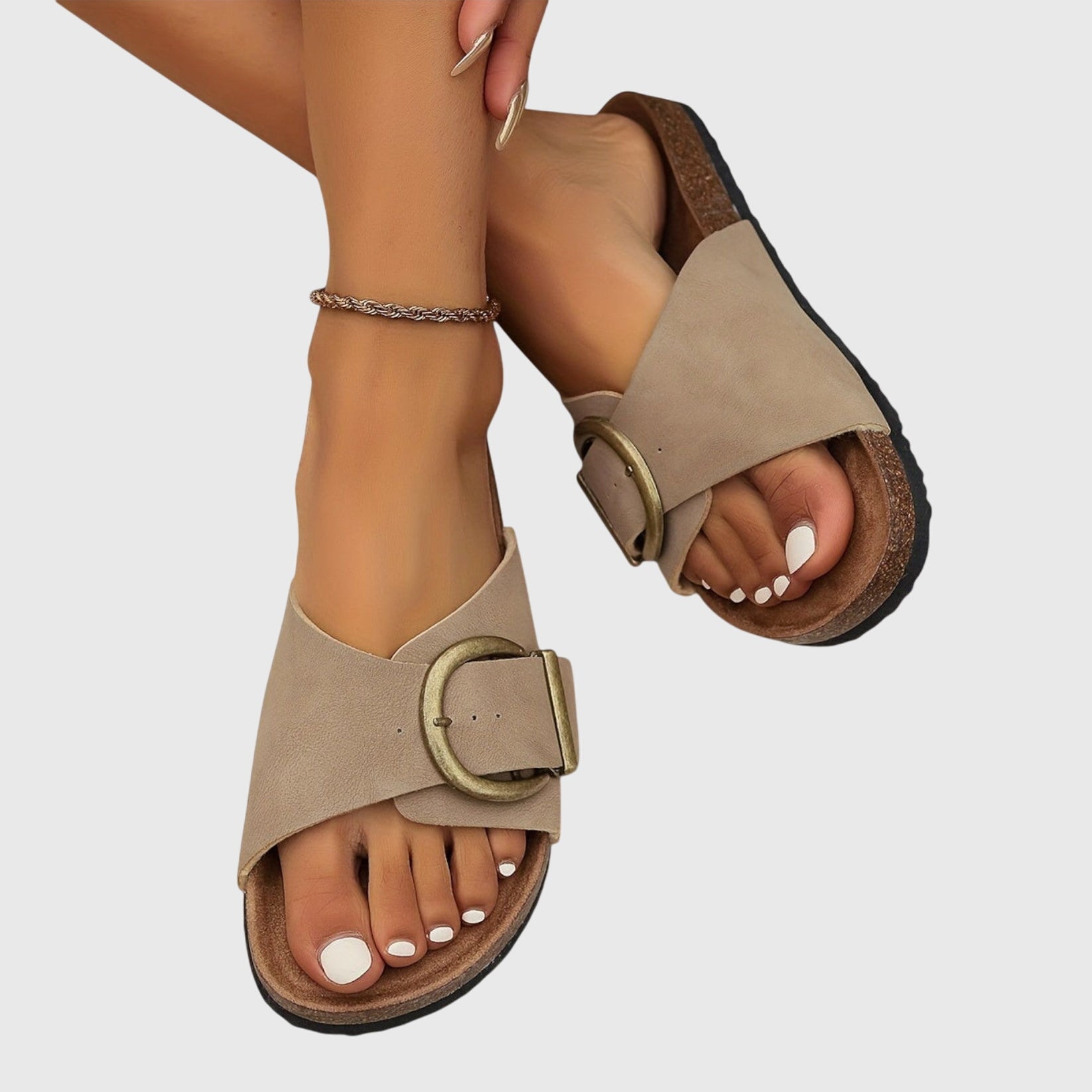 Clara - Women's Casual Slip-On-Sandals with Buckle