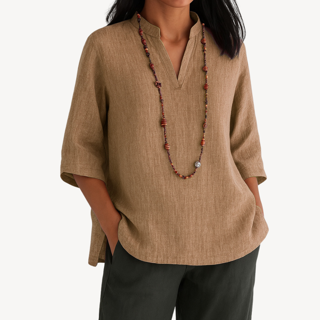 Margaret - Women's Casual Leinen-Tunika-Top