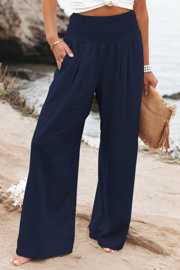 Natalie - Women's High-Waist Trousers with weitem Bein