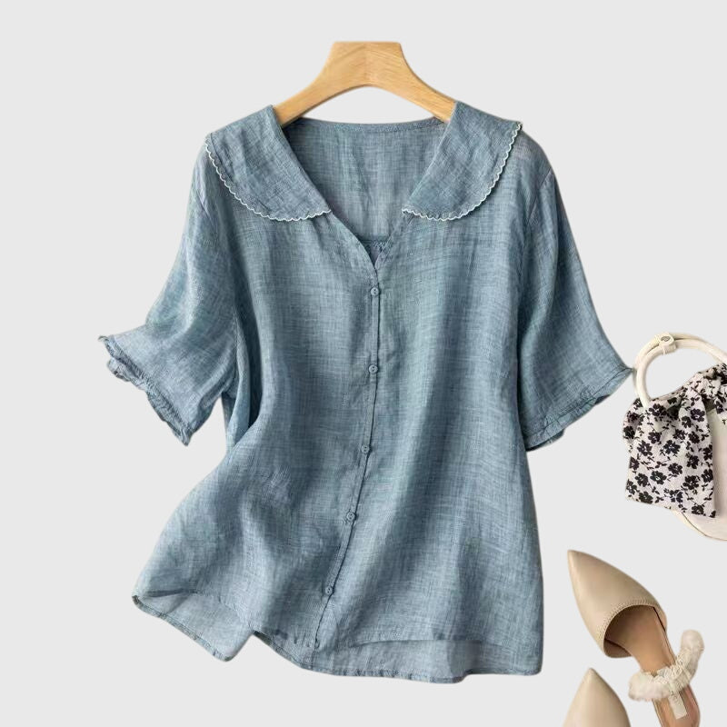 Valerie - Women's Blouse with kurzen Sleeves and Button Placket