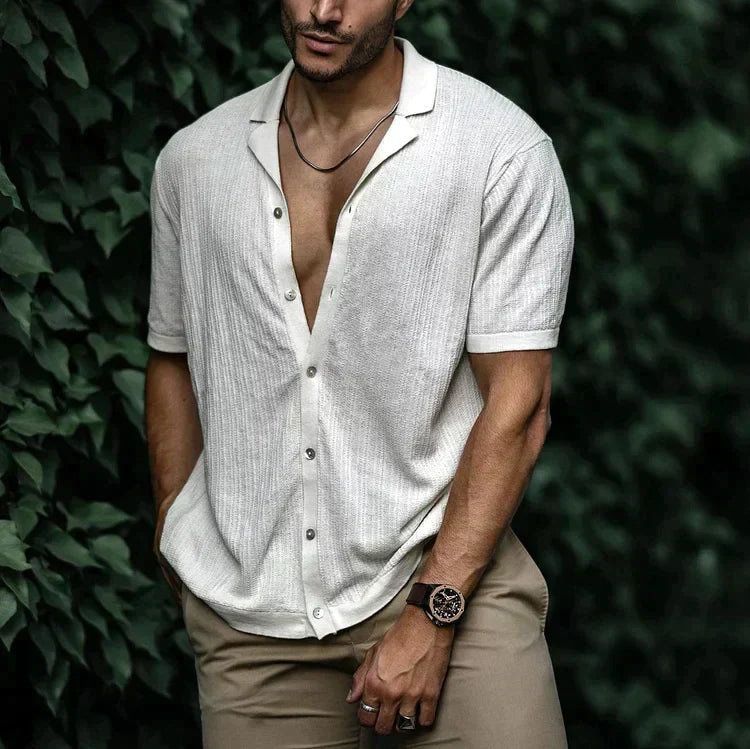 Connor - Men's Casual Short Sleeve Shirt with Button Placket