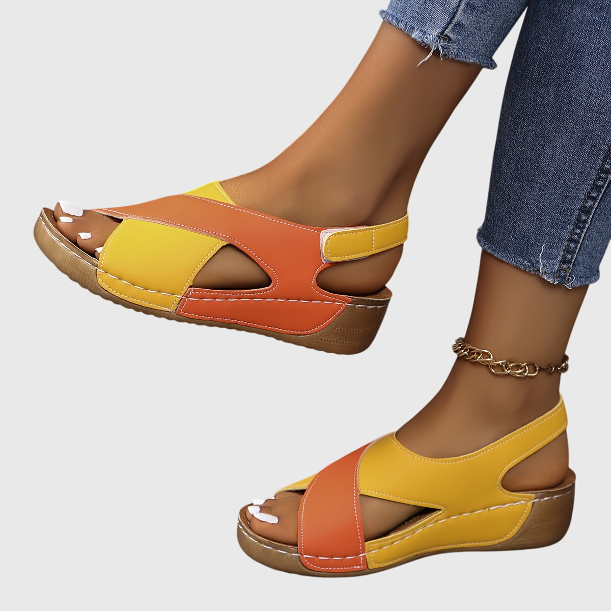 Millie - Women's Casual-Sandals in zweifarbigem Design with offenem Zehenbereich
