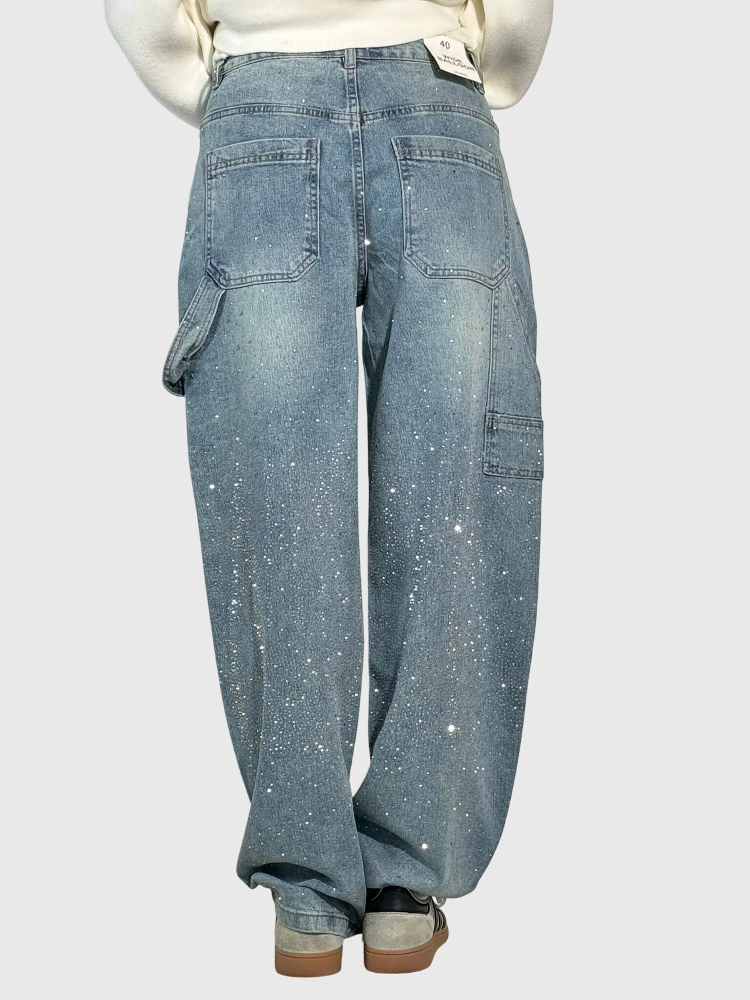 Beth - Women's Glittery Diamant Denim Trousers