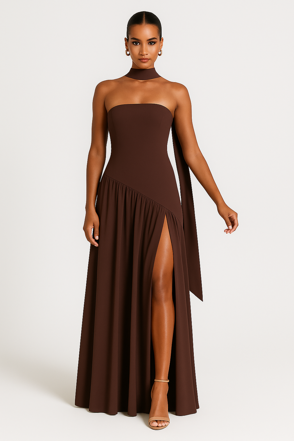 Reese - Women's Stylish Strapless Slit Maxi Dress