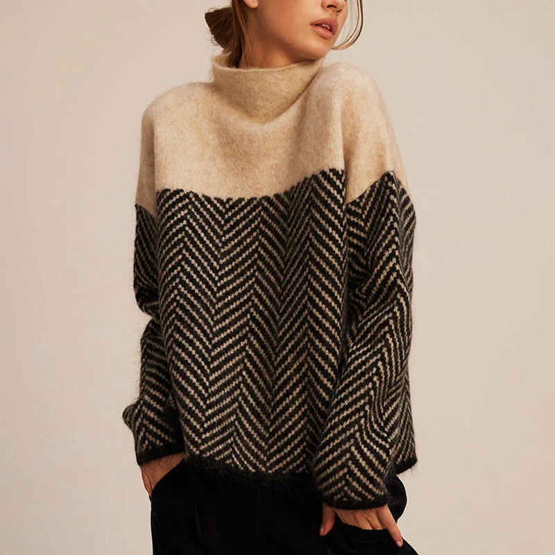 Alison - Women's Relaxed Knit Sweater with high Collar