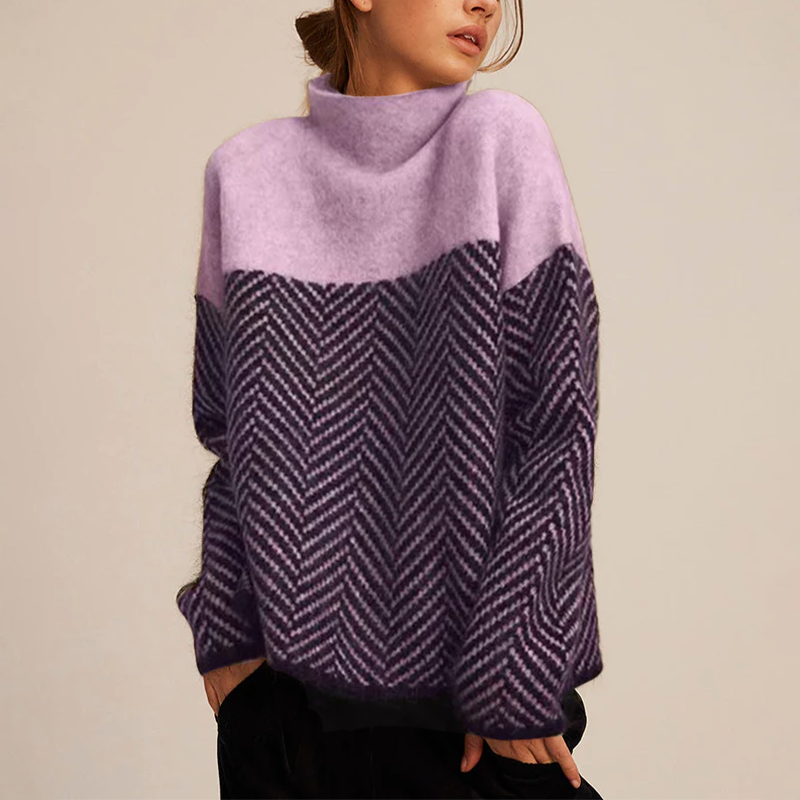 Alison - Women's Relaxed Knit Sweater with high Collar