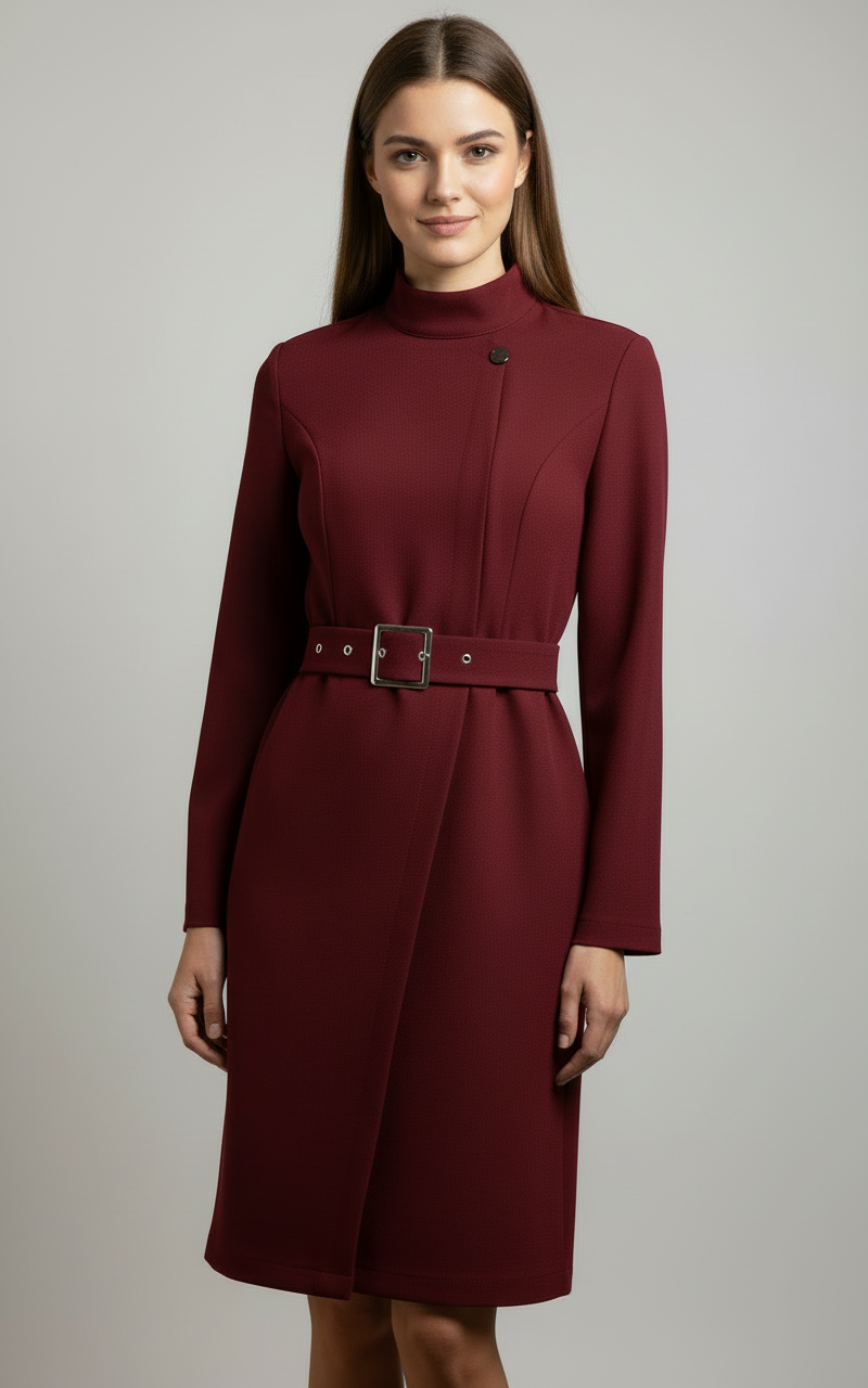 Helen - Women's Spring-Belt-Midi Dress in Mantelstil