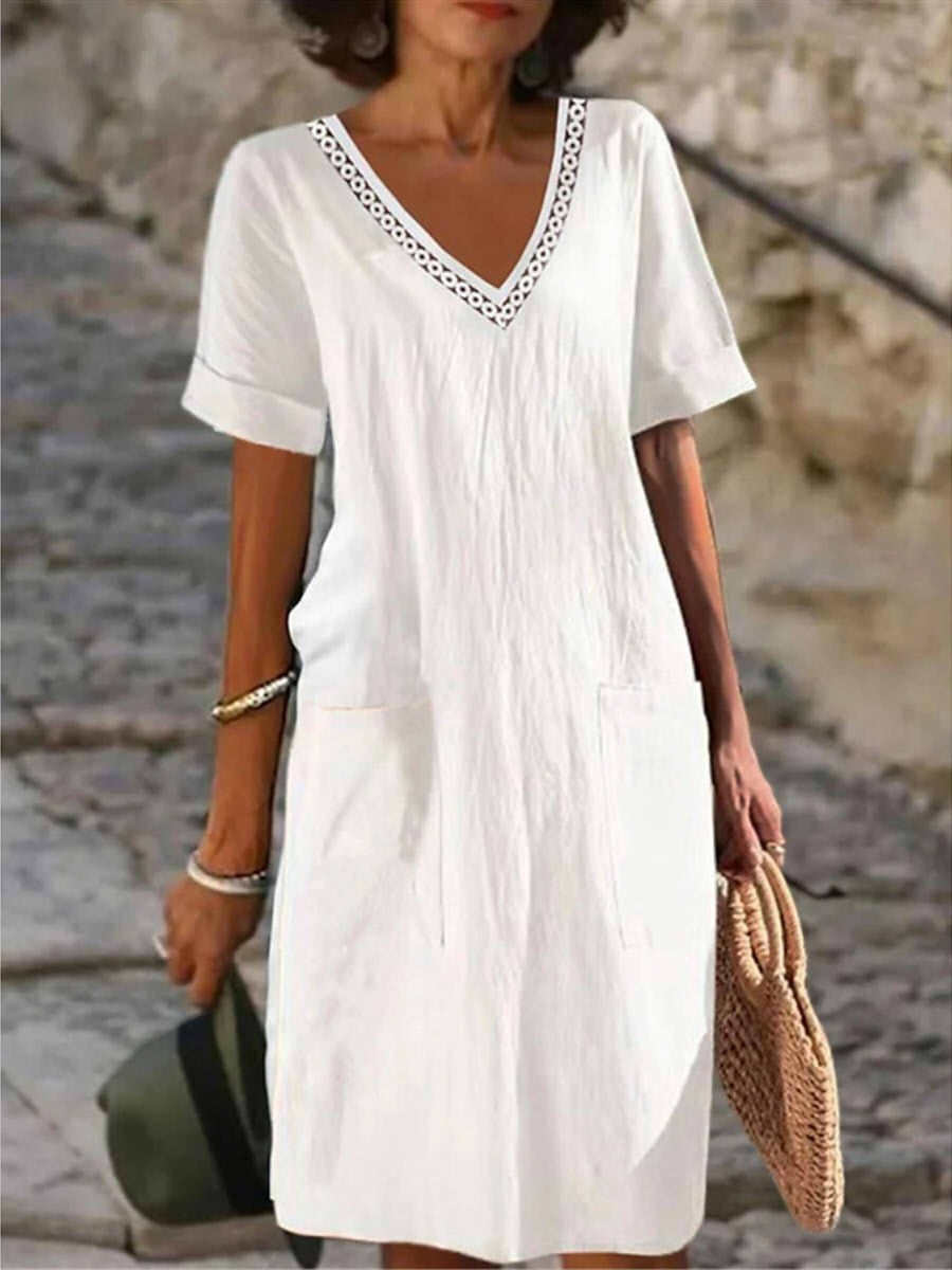 Victoria - Women's Summer Gerades Dress with V Neckline