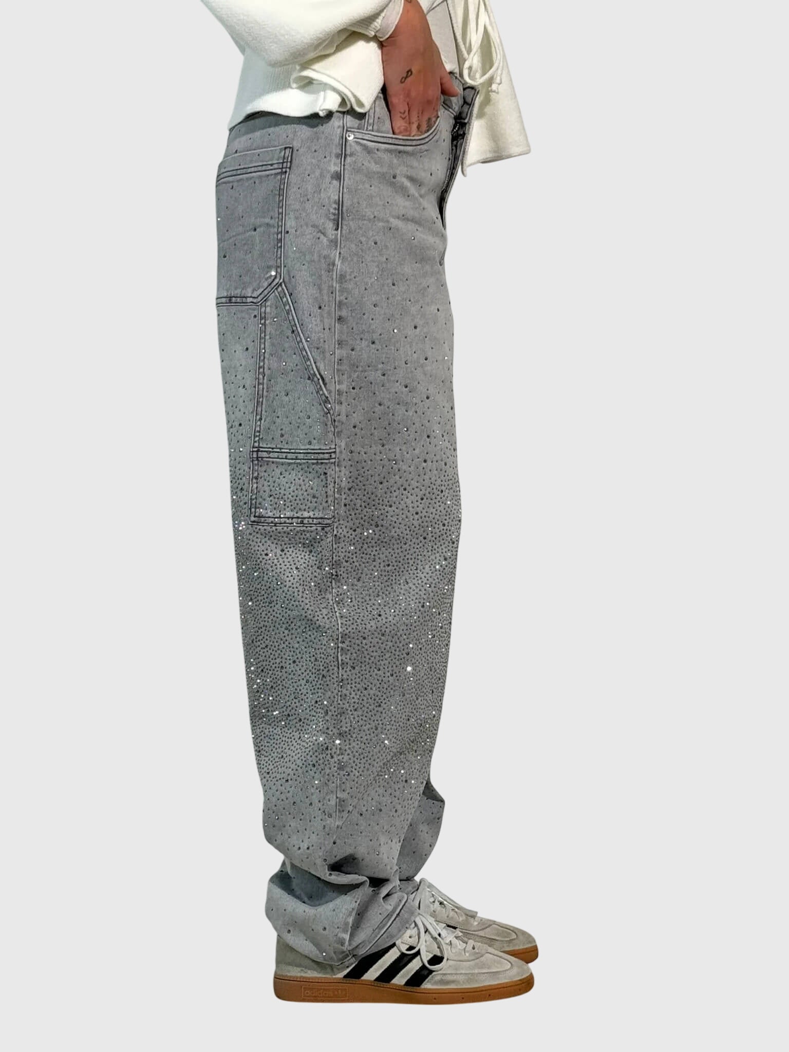 Beth - Women's Glittery Diamant Denim Trousers