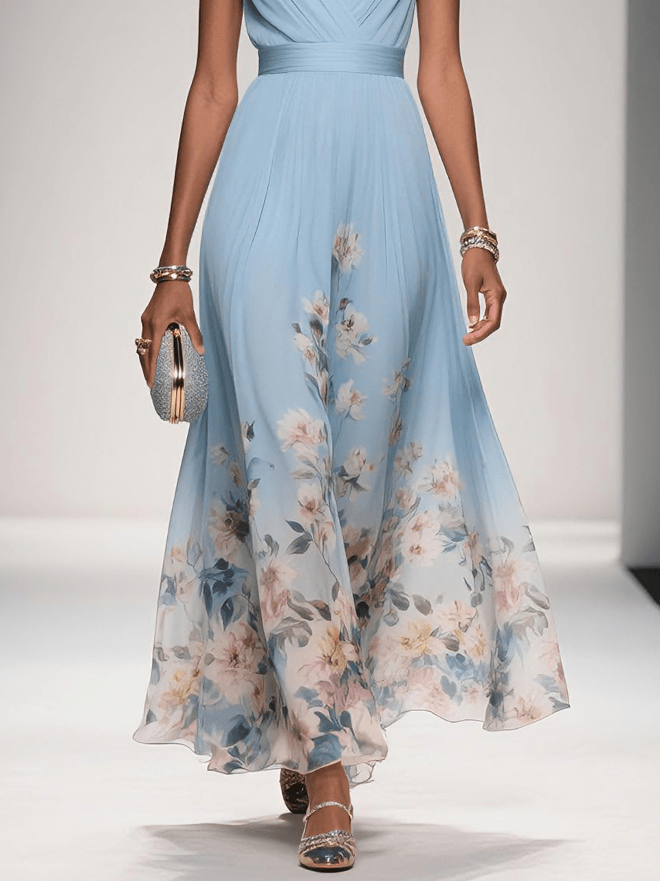 Lucy - Women's Floral Chiffon Summer Maxi Dress