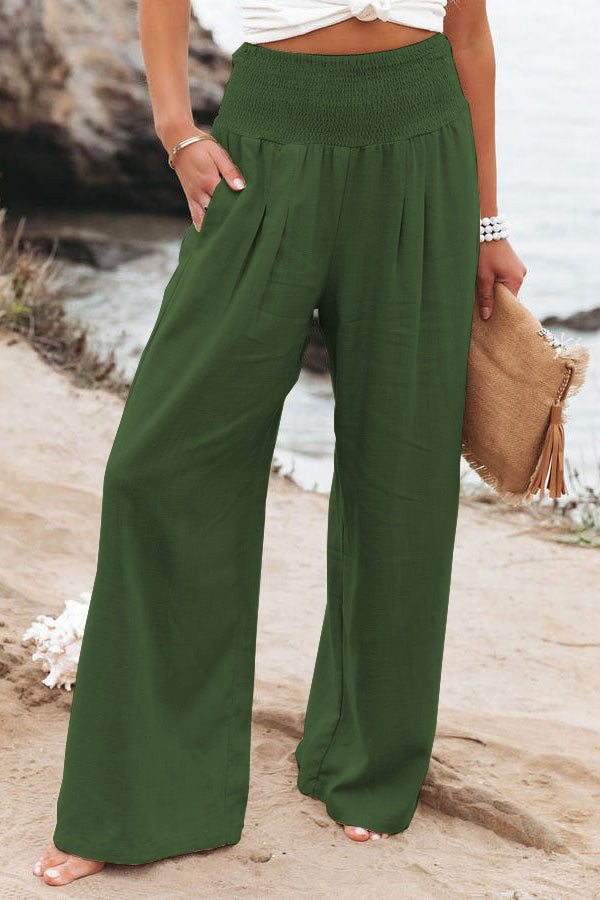 Natalie - Women's High-Waist Trousers with weitem Bein
