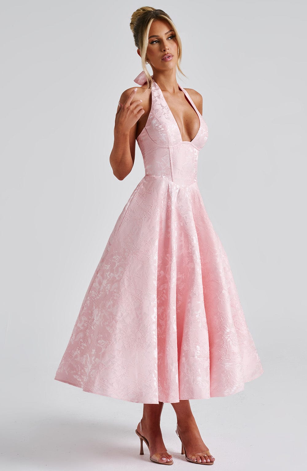 Nicola - Women's Halter Midi Dress for Wedding Guests