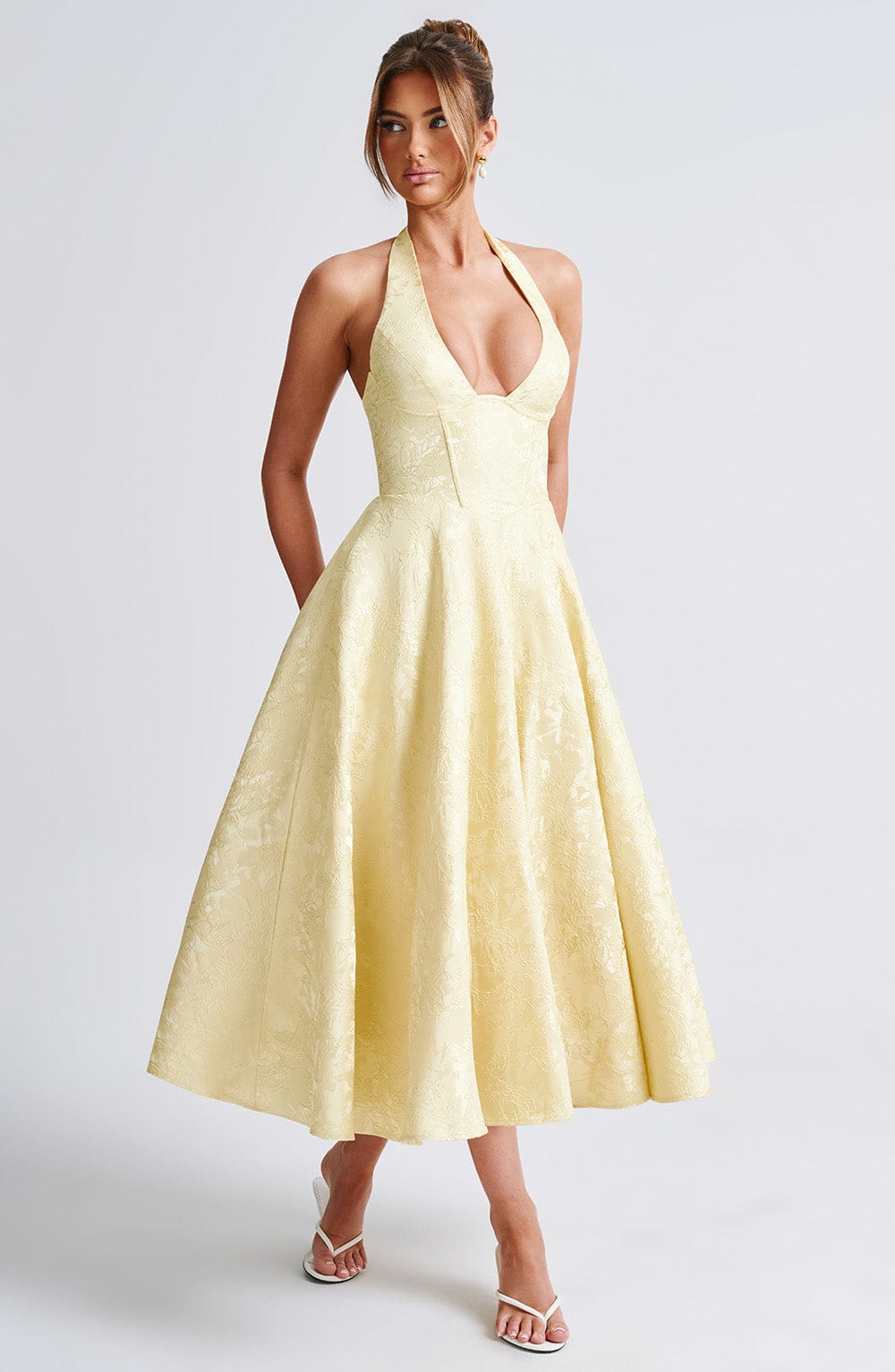 Molly - Women's Wedding Guest Dress Halterneck Midi Dress