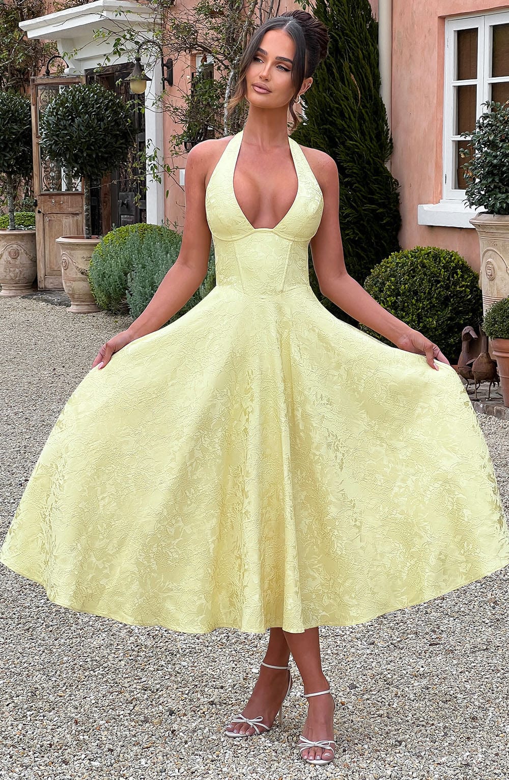 Nicola - Women's Halter Midi Dress for Wedding Guests