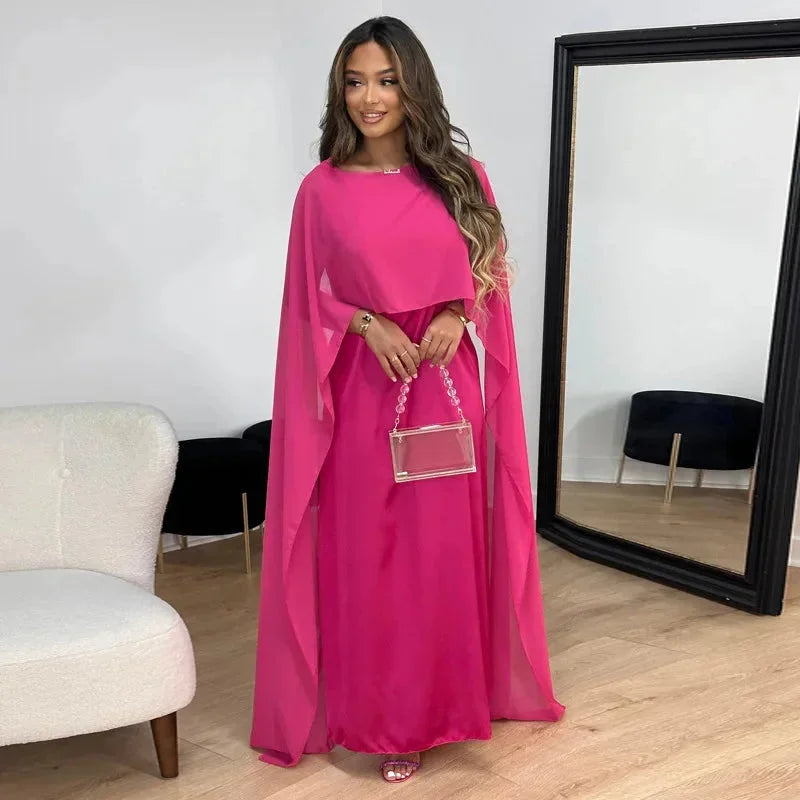 Abigail - Women's Wedding Guest Cape Maxi Dress