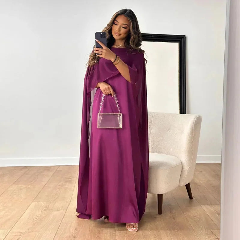 Gillian - Women's Cape Maxi Dress for Wedding Guests