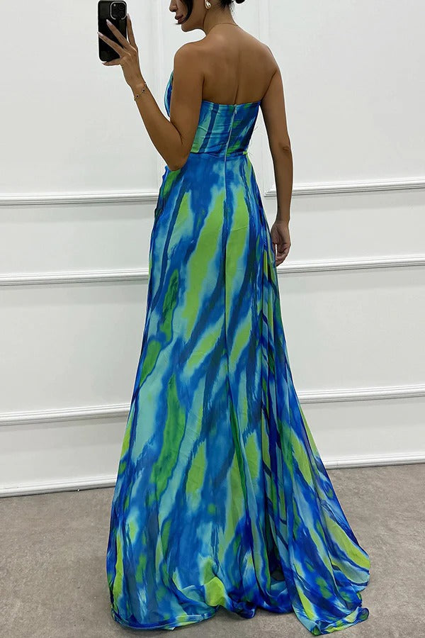 Lorraine - Women's Off-Shoulder Evening Dress with high Slit in Maxi Length