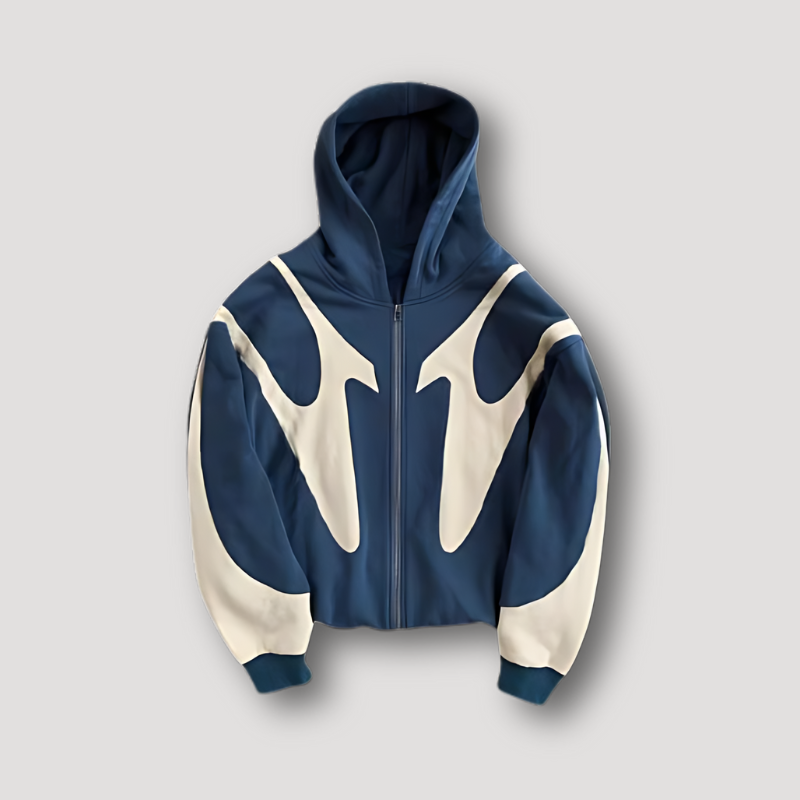 Malcolm - Men's Trendy Hoodie with Flame Pattern and Zip