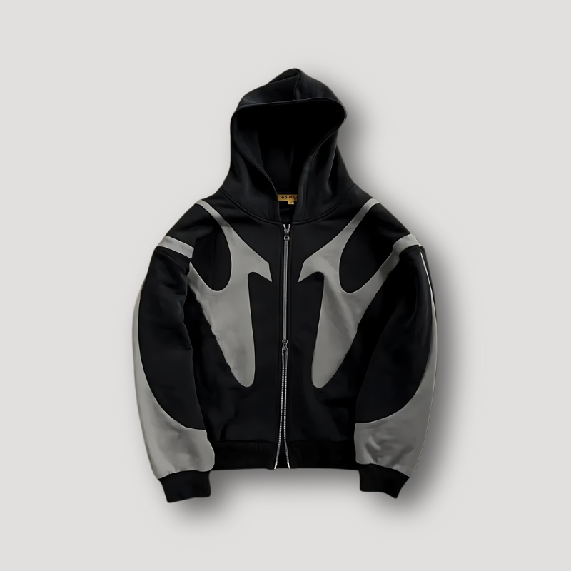 Malcolm - Men's Trendy Hoodie with Flame Pattern and Zip