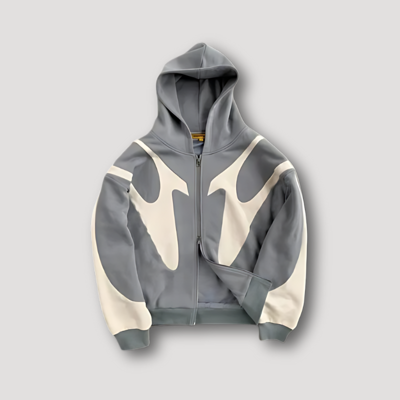 Malcolm - Men's Trendy Hoodie with Flame Pattern and Zip