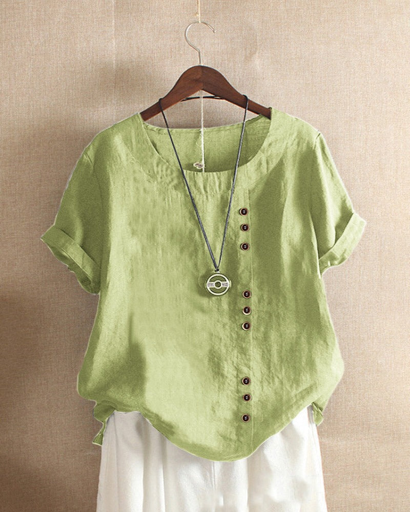 Florence - Women's Summer Casual Blouse with Knopfdetails