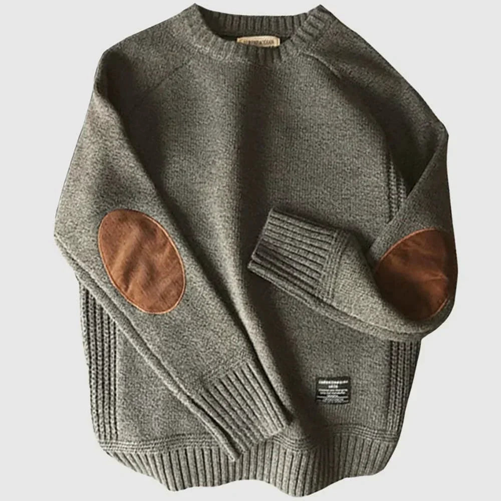 Thomas - Men's Classic Knit Sweater with Elbow Patches for Spring