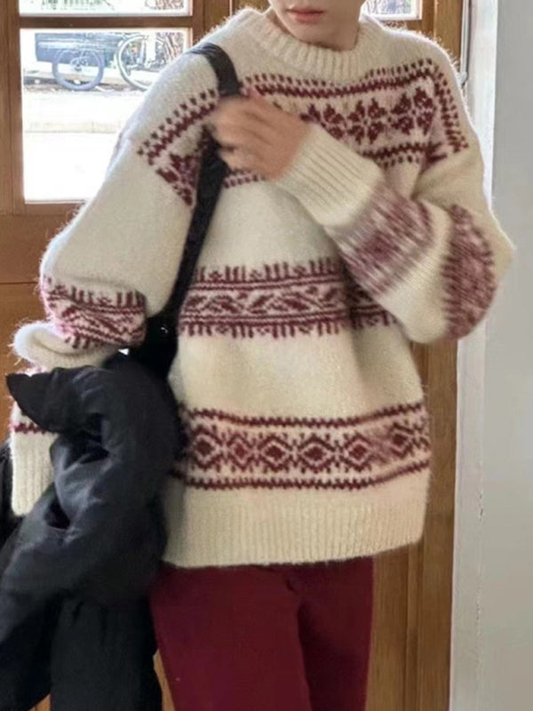 Phoebe - Women's Casual Spring Sweater with Nordic Pattern