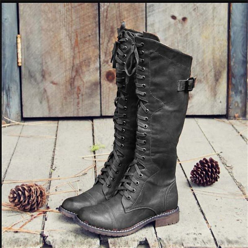 Patricia - Women's High Lace-Up Boots in Riding Style